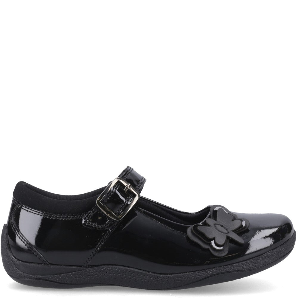 Girls BTS FLFR Black  Hush Puppies JULIE BALLERINA PATENT