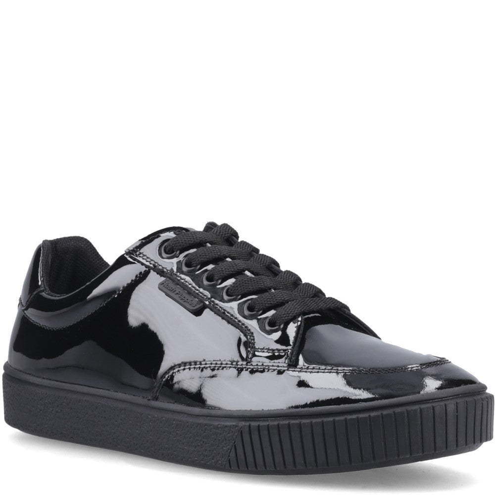 Girls BTS FLFR Black XL Hush Puppies EVELYN LACE TRAINER SNR2