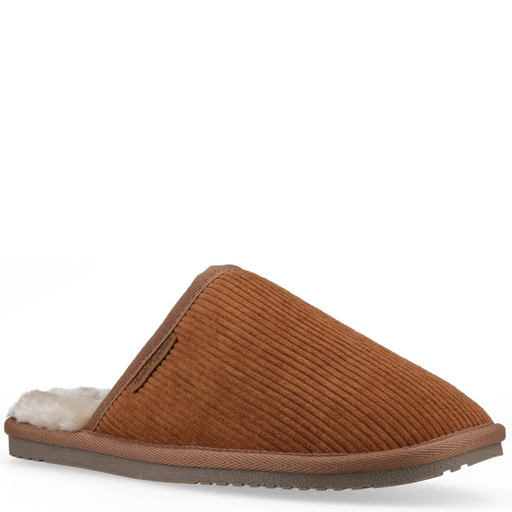 Classic Mens Slippers Tan Hush Puppies Coady Cord Slipper