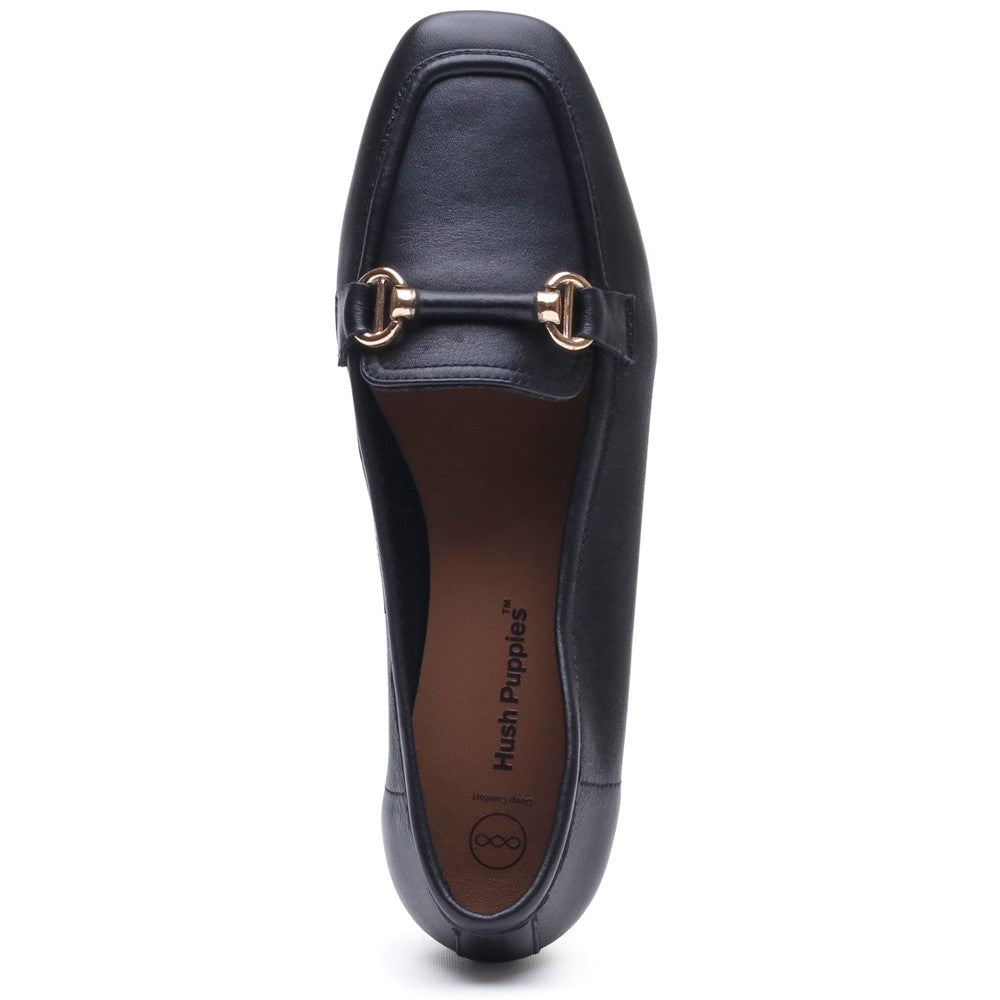 Slip On Ladies Shoes Black Hush Puppies SUTTON SNAFFLE LOAFER