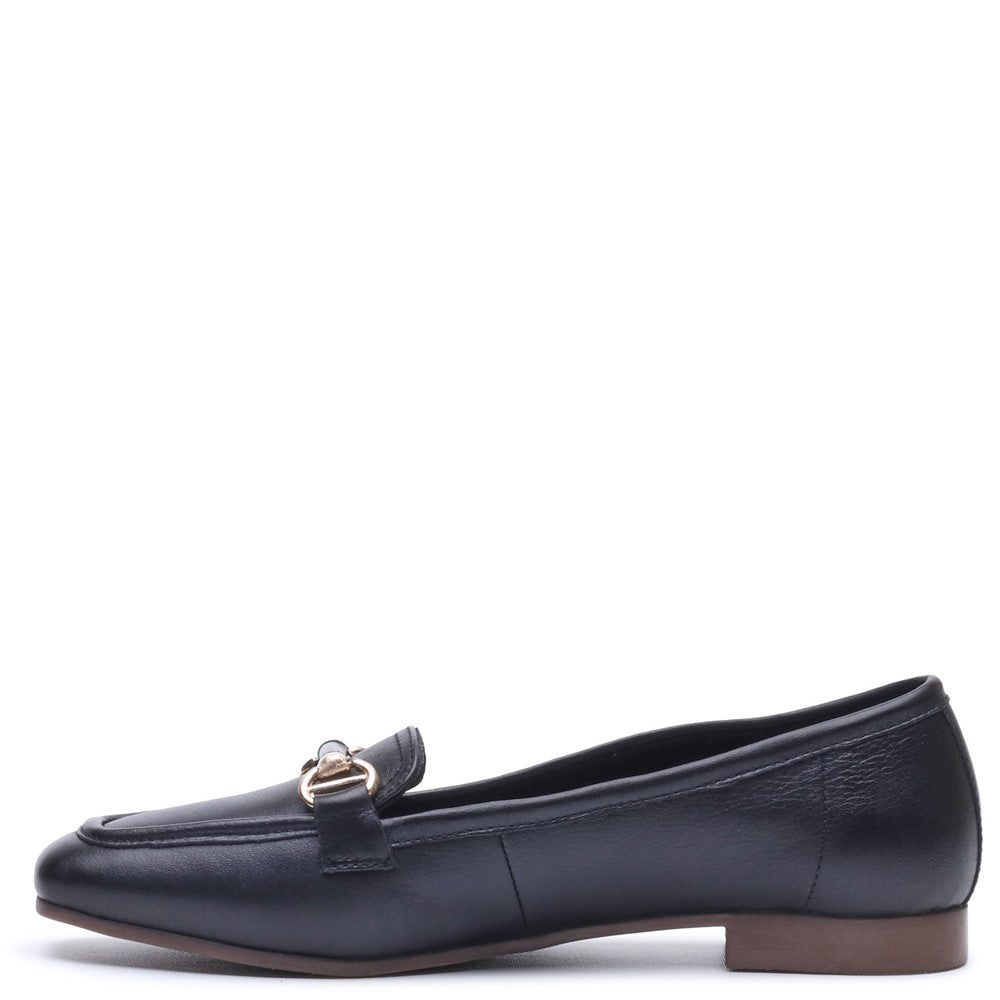 Slip On Ladies Shoes Black Hush Puppies SUTTON SNAFFLE LOAFER
