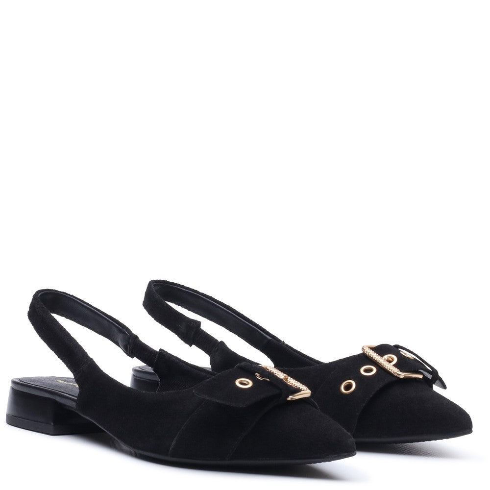 Slip On Ladies Shoes Black Hush Puppies VESPER SLINGBACK