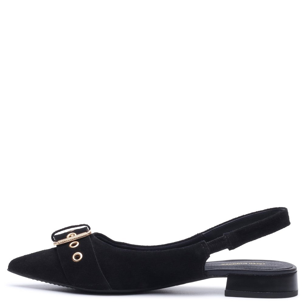 Slip On Ladies Shoes Black Hush Puppies VESPER SLINGBACK