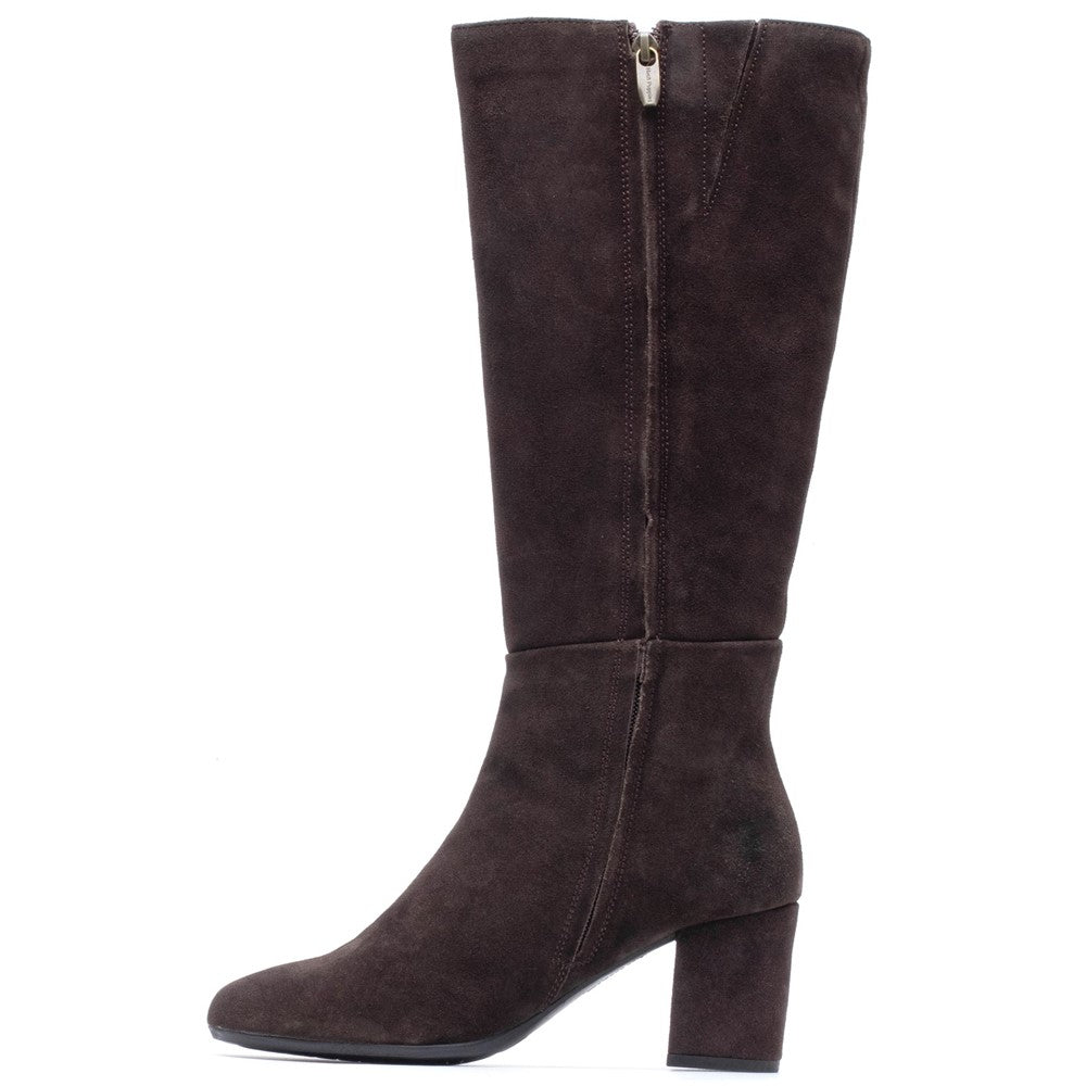 Ladies Long Boots Chocolate Hush Puppies Oprah Suede Long Boot