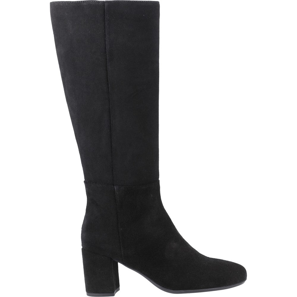 Ladies Long Boots Black Hush Puppies Oprah Suede Long Boot