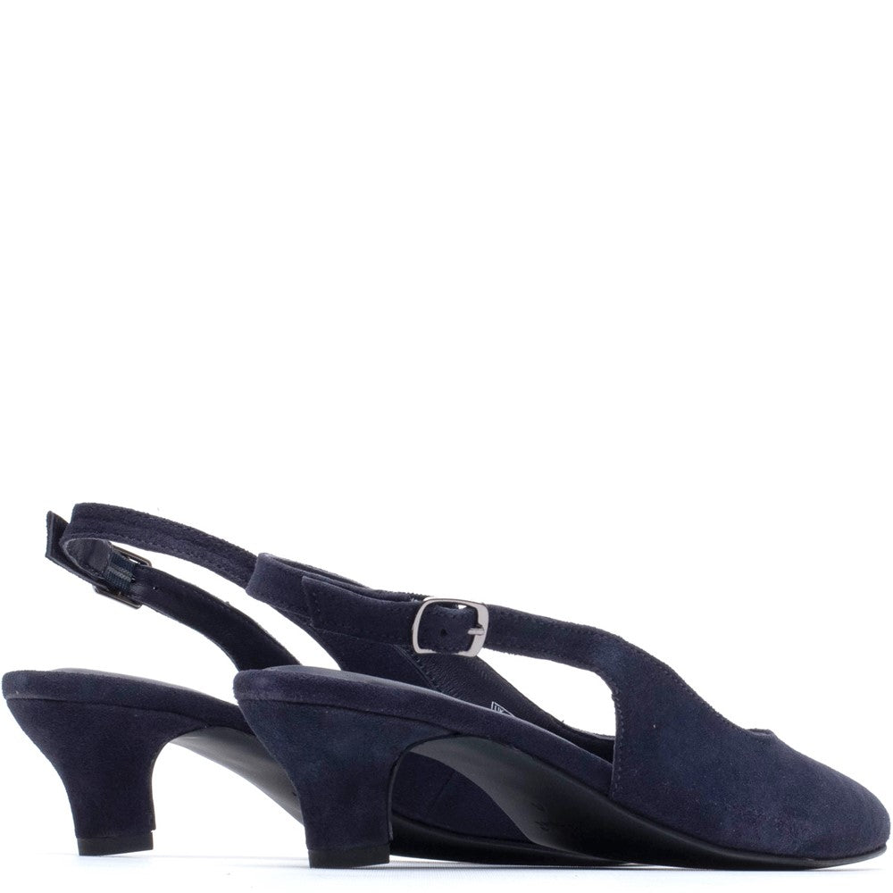 Ladies Heels Navy Hush Puppies Nahla Buckle Kitten Heel