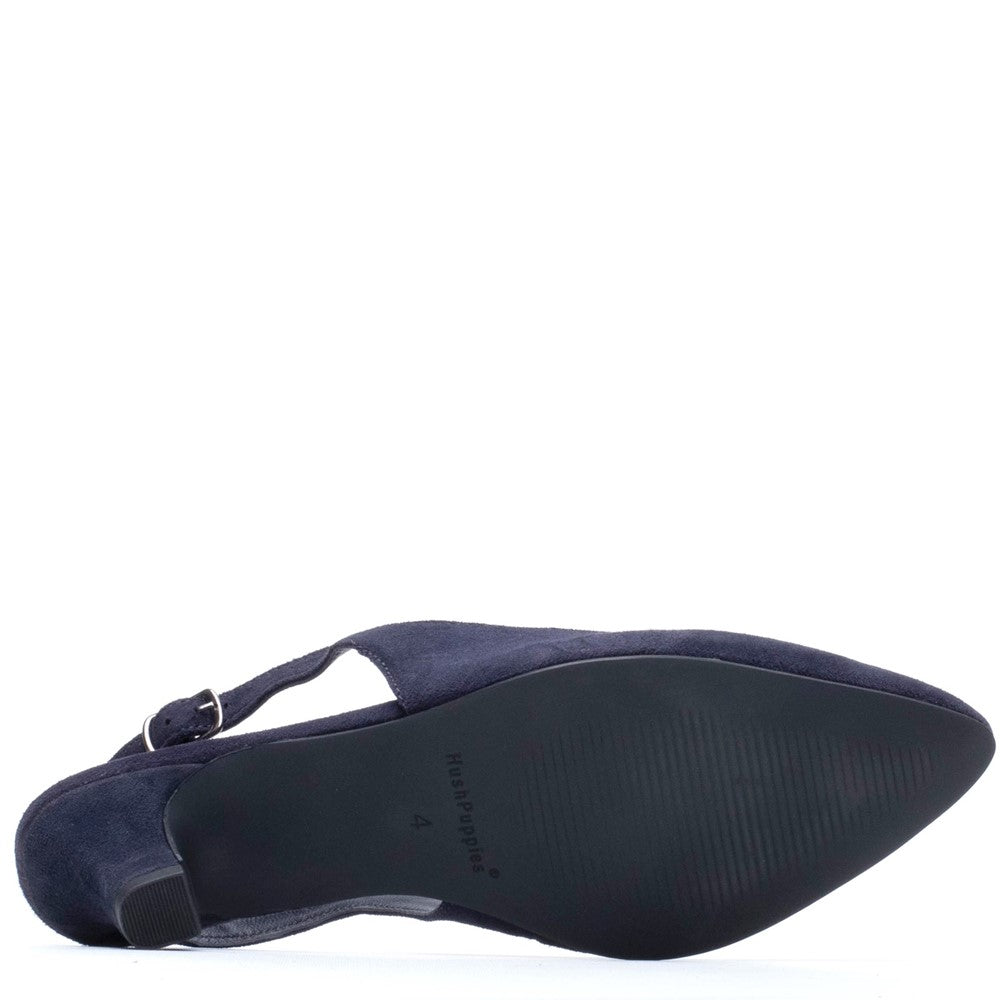 Ladies Heels Navy Hush Puppies Nahla Buckle Kitten Heel