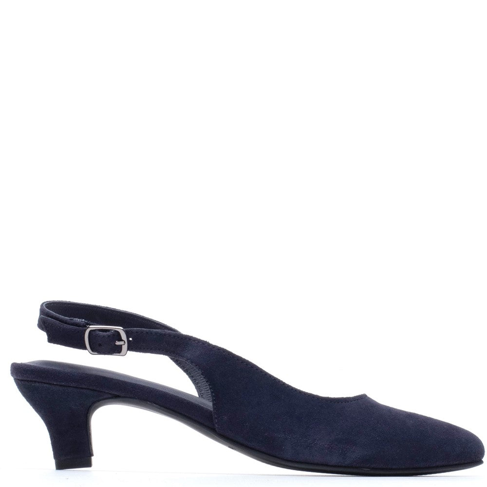 Ladies Heels Navy Hush Puppies Nahla Buckle Kitten Heel