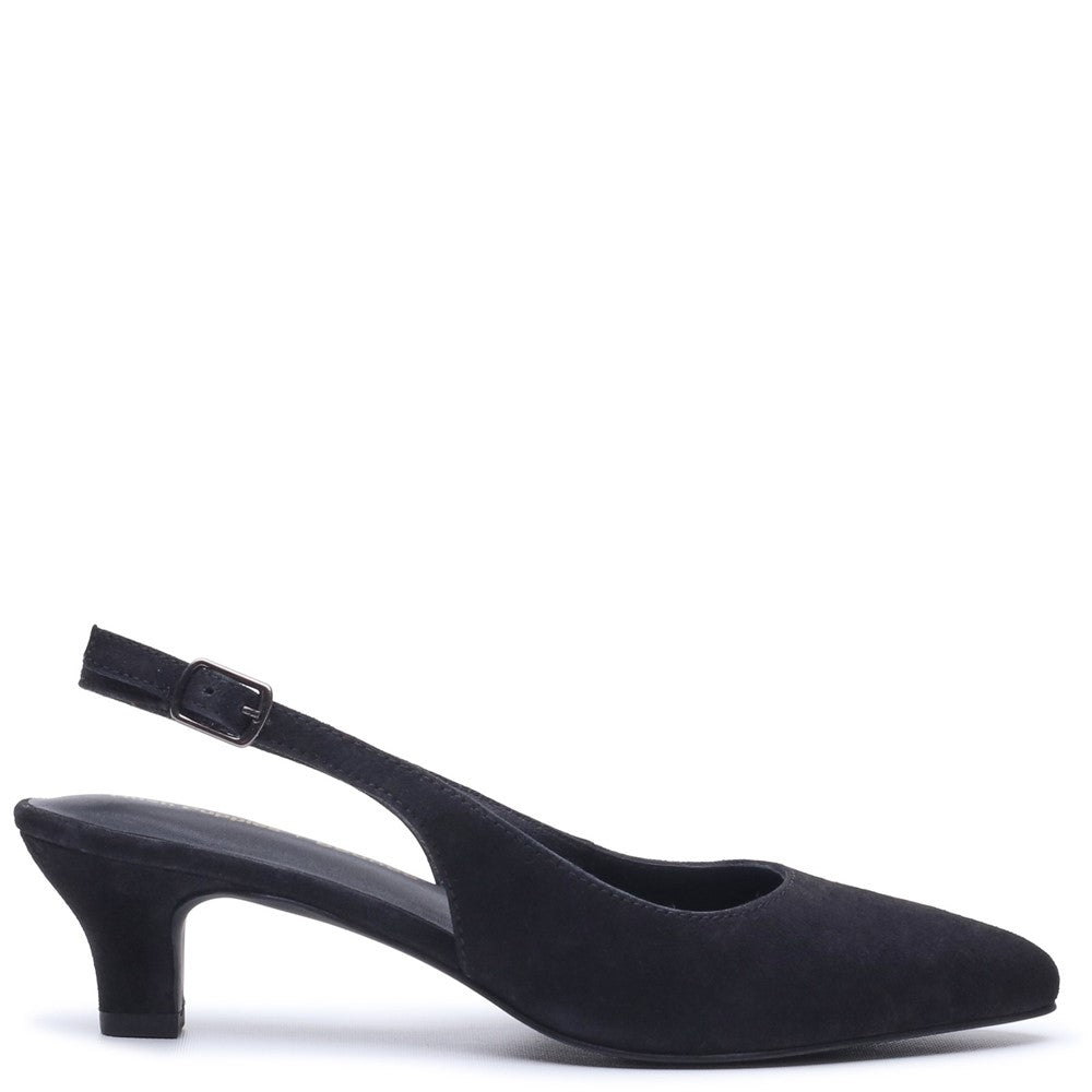 Ladies Heels Black Hush Puppies Nahla Buckle Kitten Heel