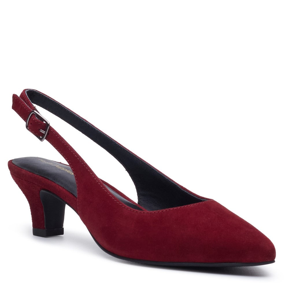 Ladies Heels Bordo Hush Puppies Nahla Buckle Kitten Heel