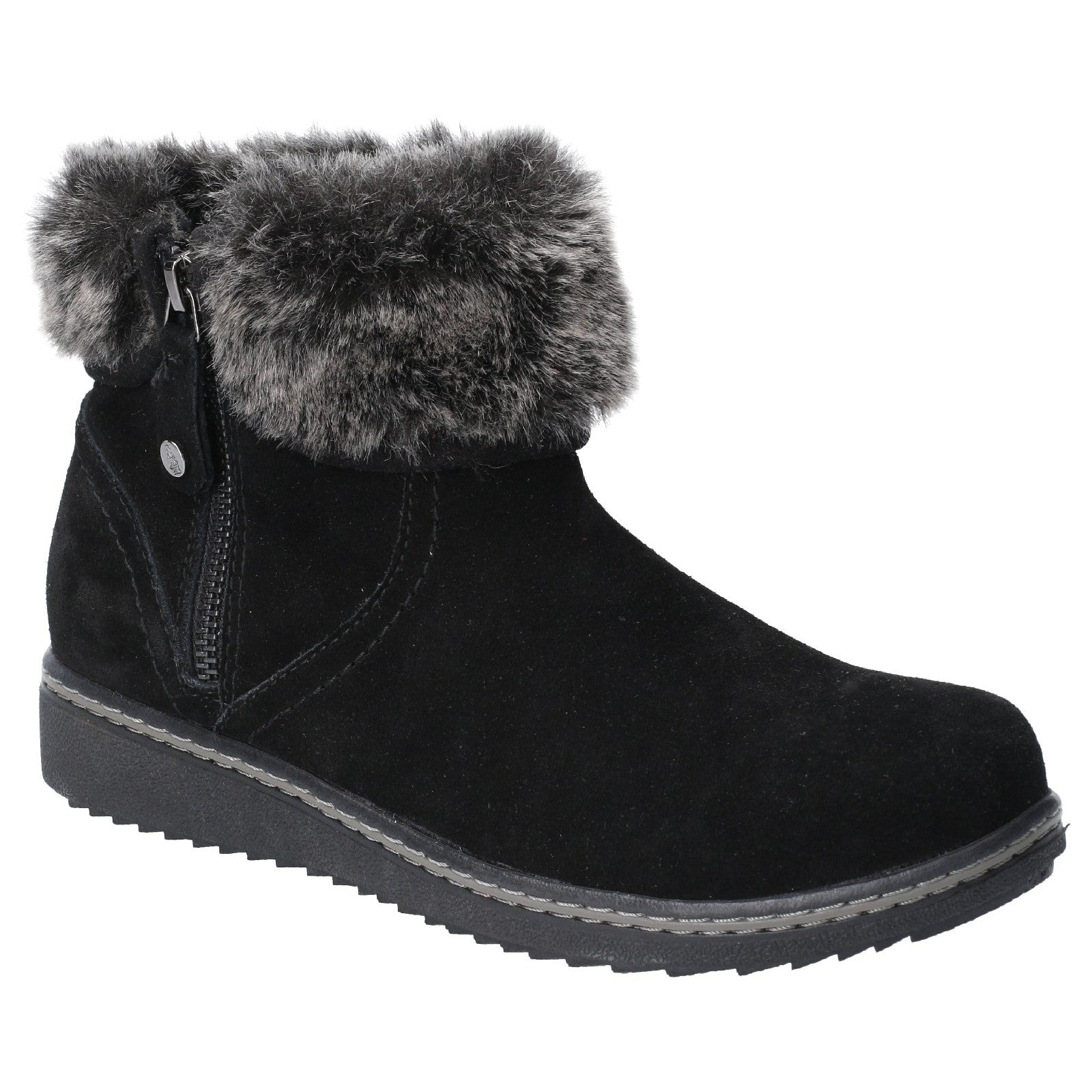 Ladies Ankle Boots Black Hush Puppies Penny Zip Ankle Boot