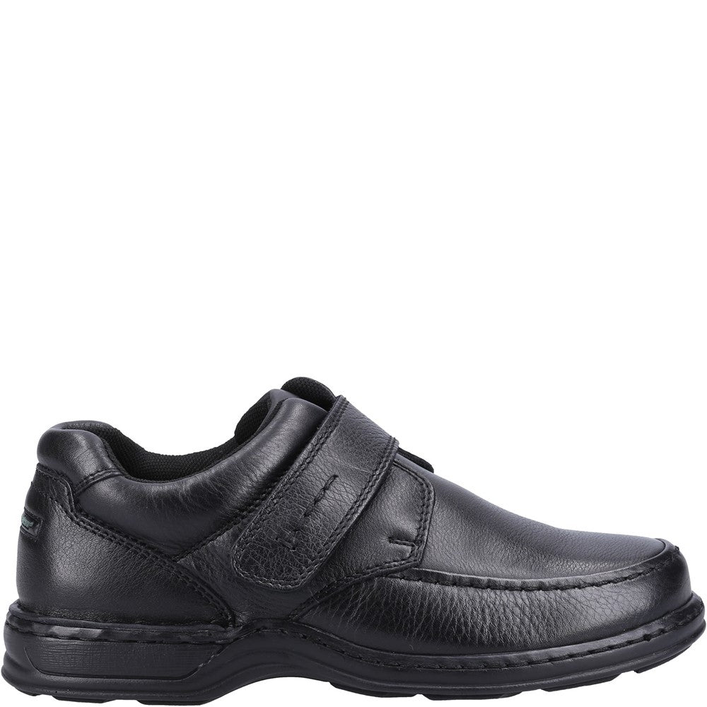 Mens Classic Touch Fastening Shoes Black Hush Puppies ROMAN Touch Fastening