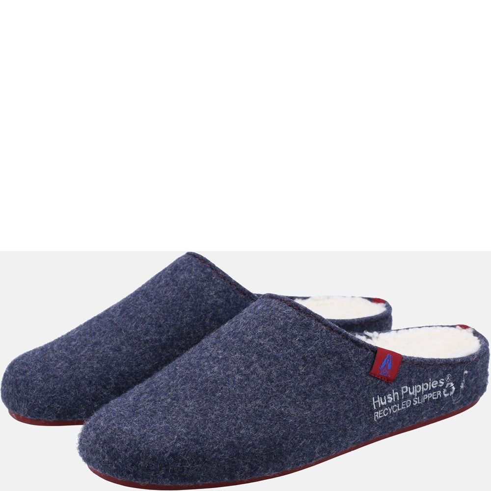 Classic Mens Slippers Navy/Red Hush Puppies The Good Slipper