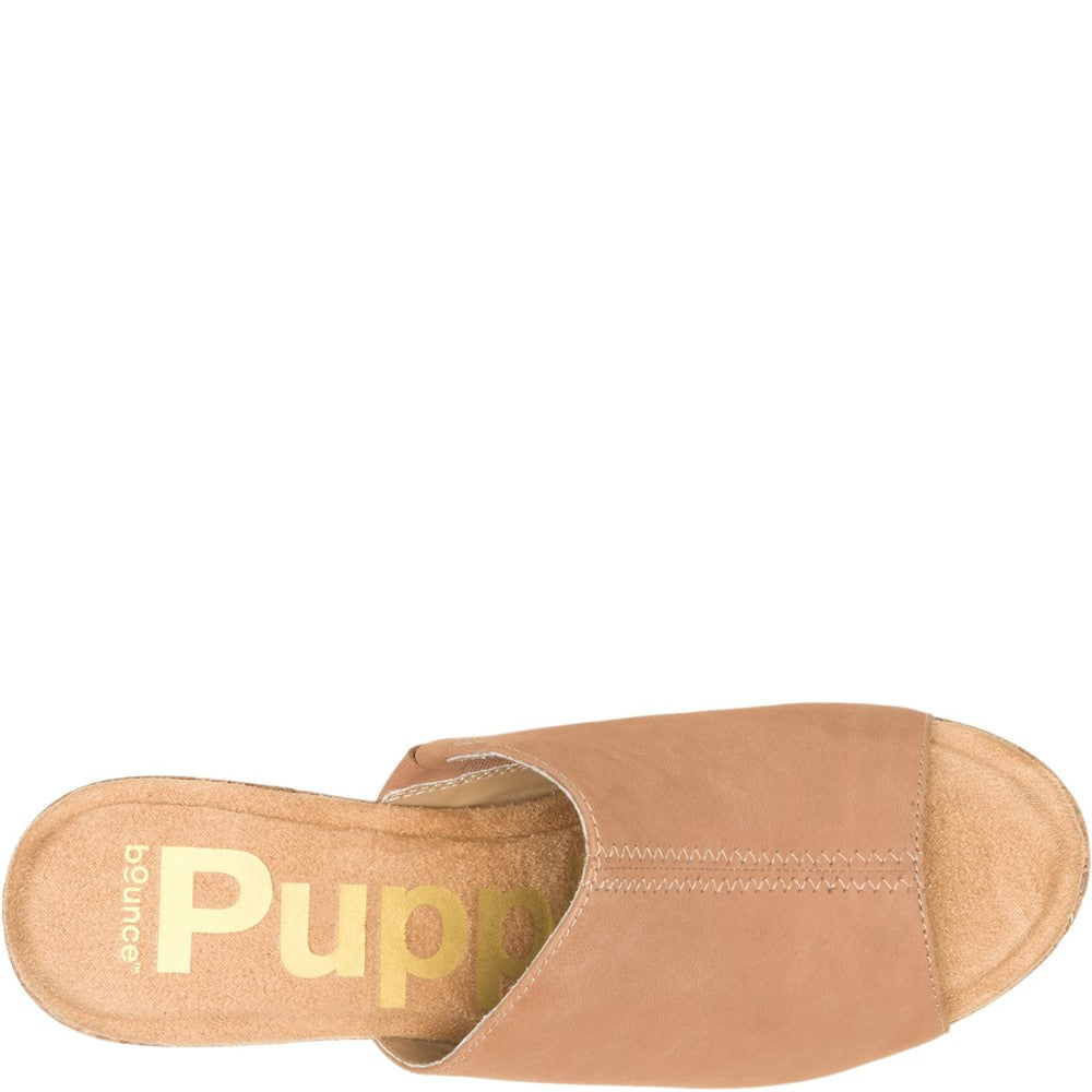 Ladies Heeled Sandals Tan Hush Puppies Poppy Slide