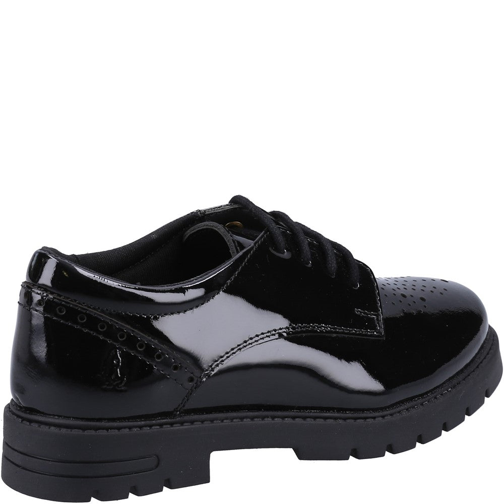 Older Girls School Shoes | Girls BTS FLFR Black Hush Puppies Jayne Patent SNR Shoe