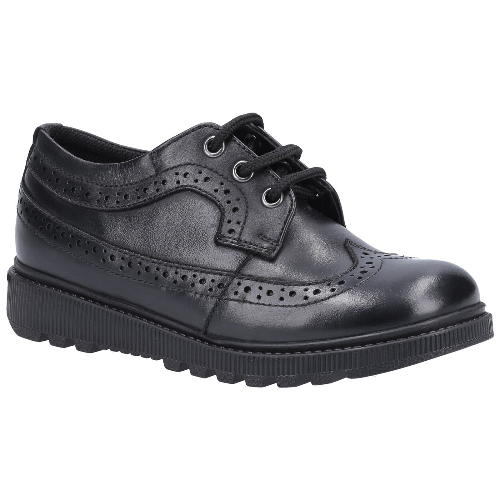 Girls Lace Up School Shoes | Girls BTS Black Brogue Hush Puppies Felicity Senior School Shoe